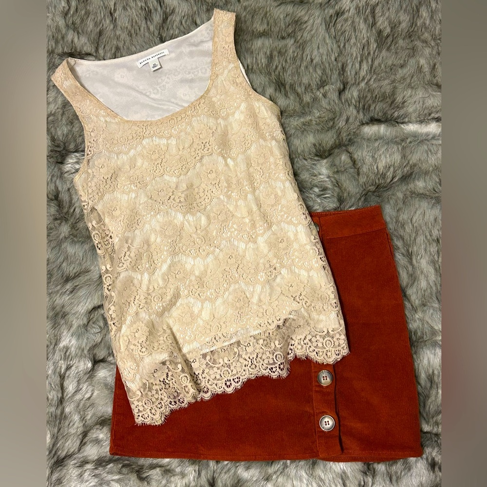 **BANANA REPUBLIC** Cream/Tan Lace Tank/Shell Top, XS